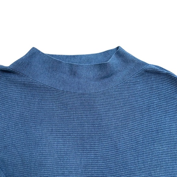Lululemon Women’s XL Blue Boxy Cotton-Blend Mock Neck Knit Pullover Sweater - Picture 4 of 10